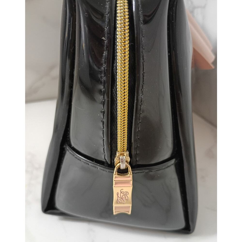 Ted Baker Black Patent Bag with Pink Bow - Picture 3 of 7